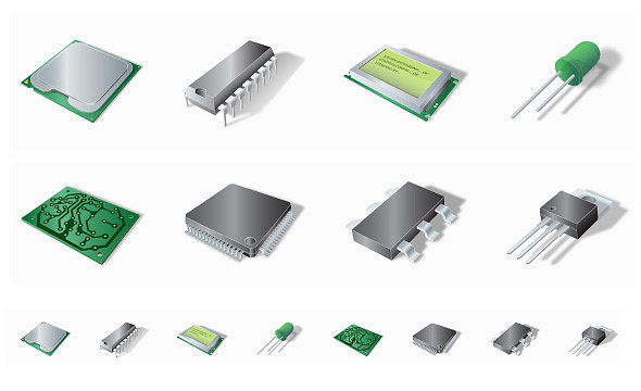 电子元器件3D图标设计 科技美学与功能性的视觉呈现